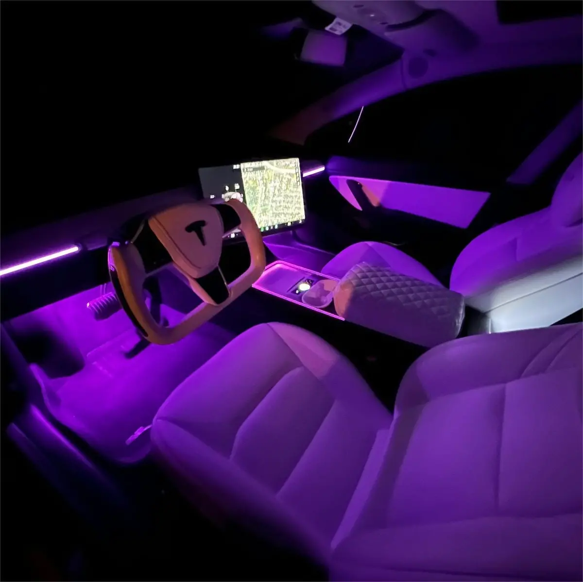 Interior Ambient Rgb Led Strip Lights With App Controller For Model 3/ Y 1