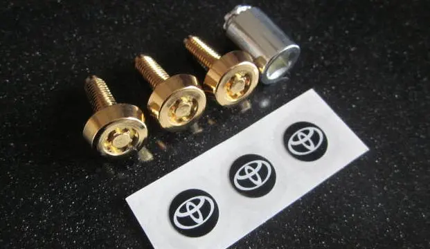 Genuine Toyota Japan License Plate Lock Bolt Set (Gold Finished) 2