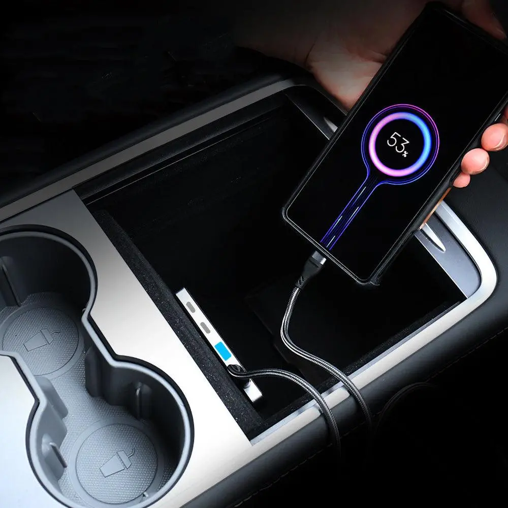 Model 3/ Y Inside 27W Phone Fast Charger 4 In 1 Usb Hub Docking Station 1