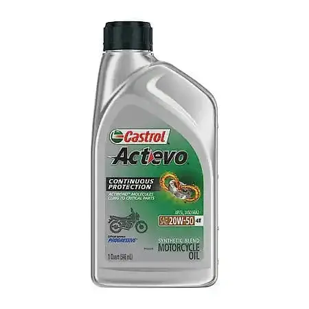 Castrol Actevo 4T Synthetic Blend 20W-50 Motorcycle Oil: Provides Continuous Protection, 1 Quart 1