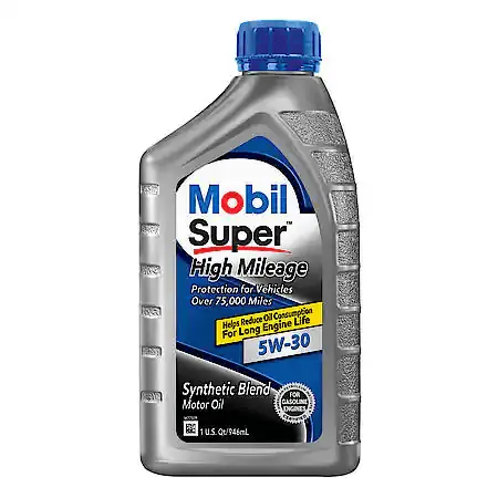 Mobil Super High Mileage 5W-30 Synthetic Blend Motor Oil, 1 Quart 1