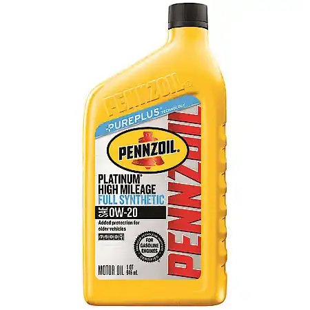 Pennzoil Platinum High Mileage 0W-20 Full Synthetic Motor Oil, 1 Quart 1