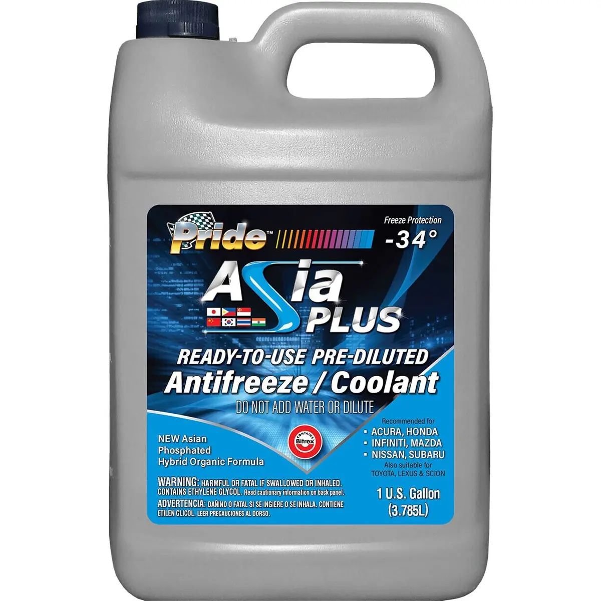 Pride Asia Plus Pre-Diluted Antifreeze / Coolant Blue Pride6pa34 1