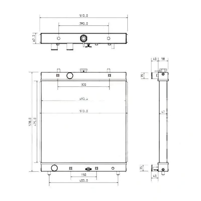Radiator 3A611-17102 42213-22730 For Kubota Engine Vt3600t Midi Tractor M6800 M8200 Me‑5700 M6800hd M8200hd 1