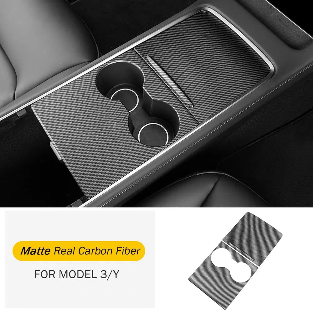 Matte Center Console Real Carbon Fiber For 2017-2024 Tesla Model 3/ Y 2