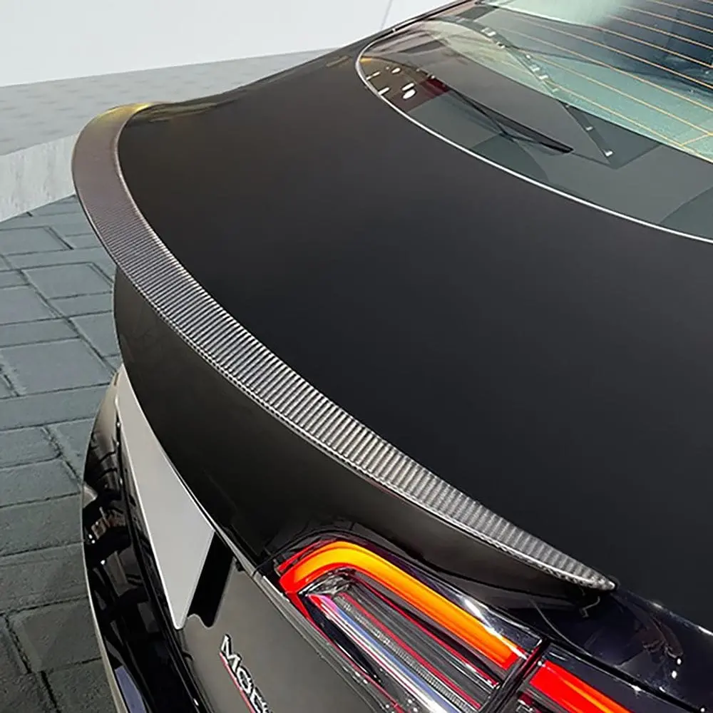 Model 3 Glossy Spoiler Real Carbon Fiber Trunk Lip Performance Wing 1