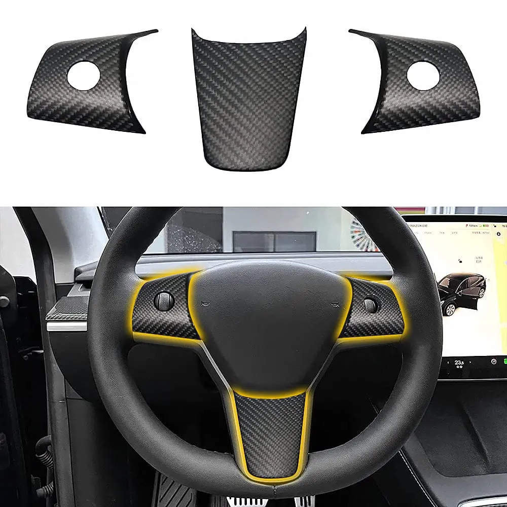 Model 3/ Y Real Carbon Fiber Steering Wheel Cover Overlay 1