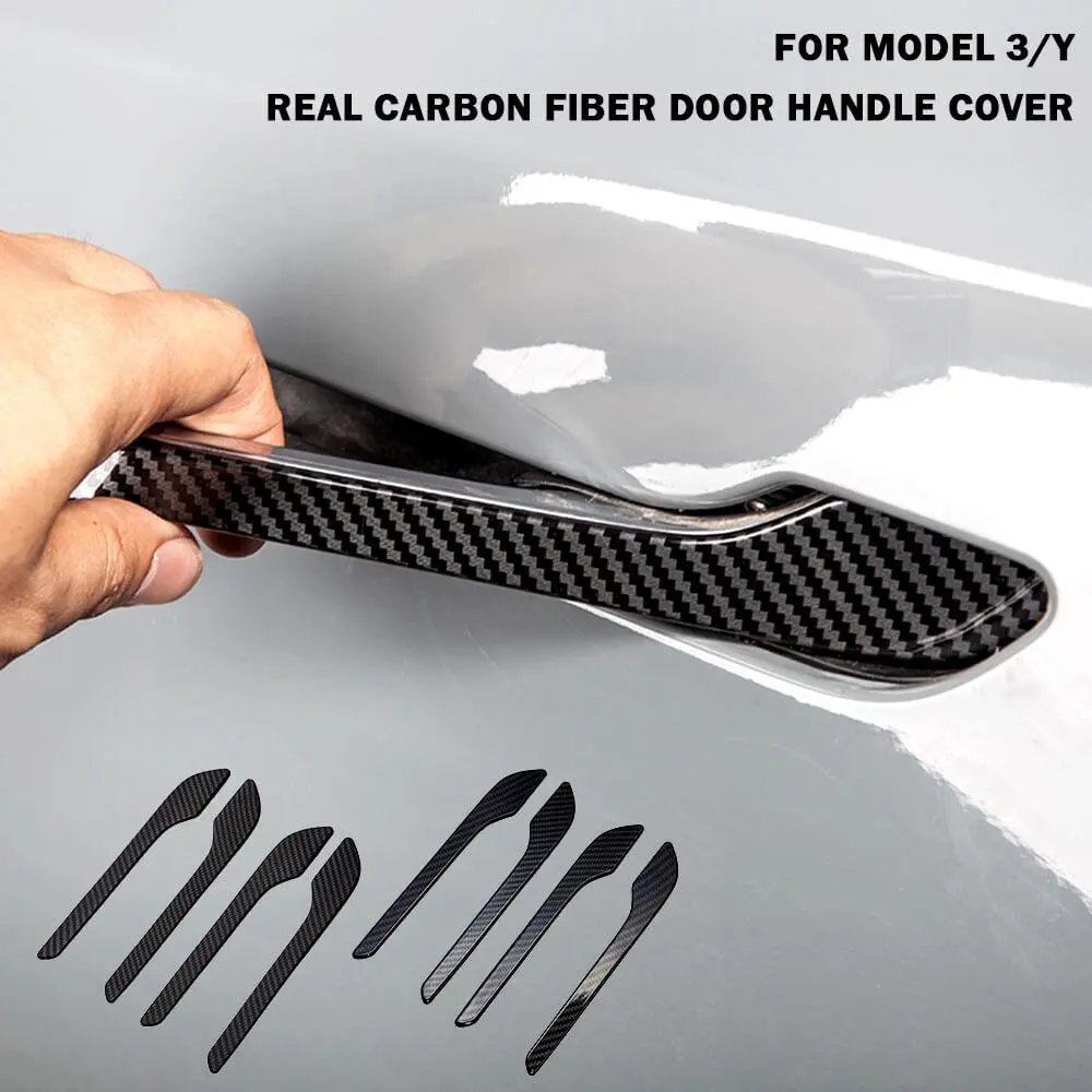 Real Carbon Fiber Door Handle Cover For Model 3/ Y Highland 1
