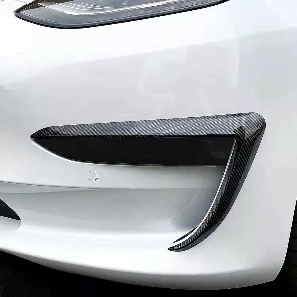 Real Carbon Fiber Front Foglight Trim Cover For Model 3 1