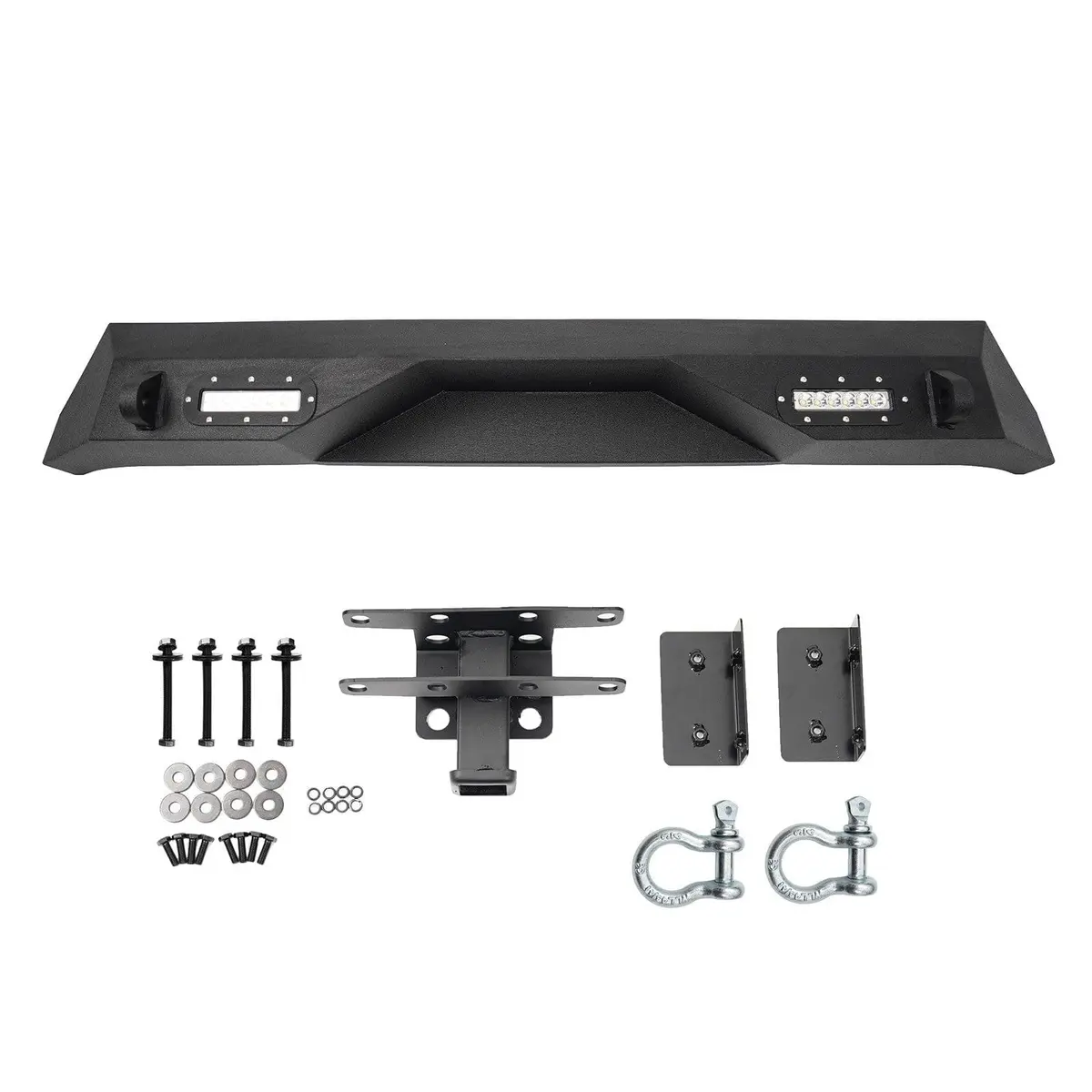 Rear Bumper W/Winch Plate 2 Led Light Hitch Fit For Jeep Wrangler Jk 07-18 Steel 1