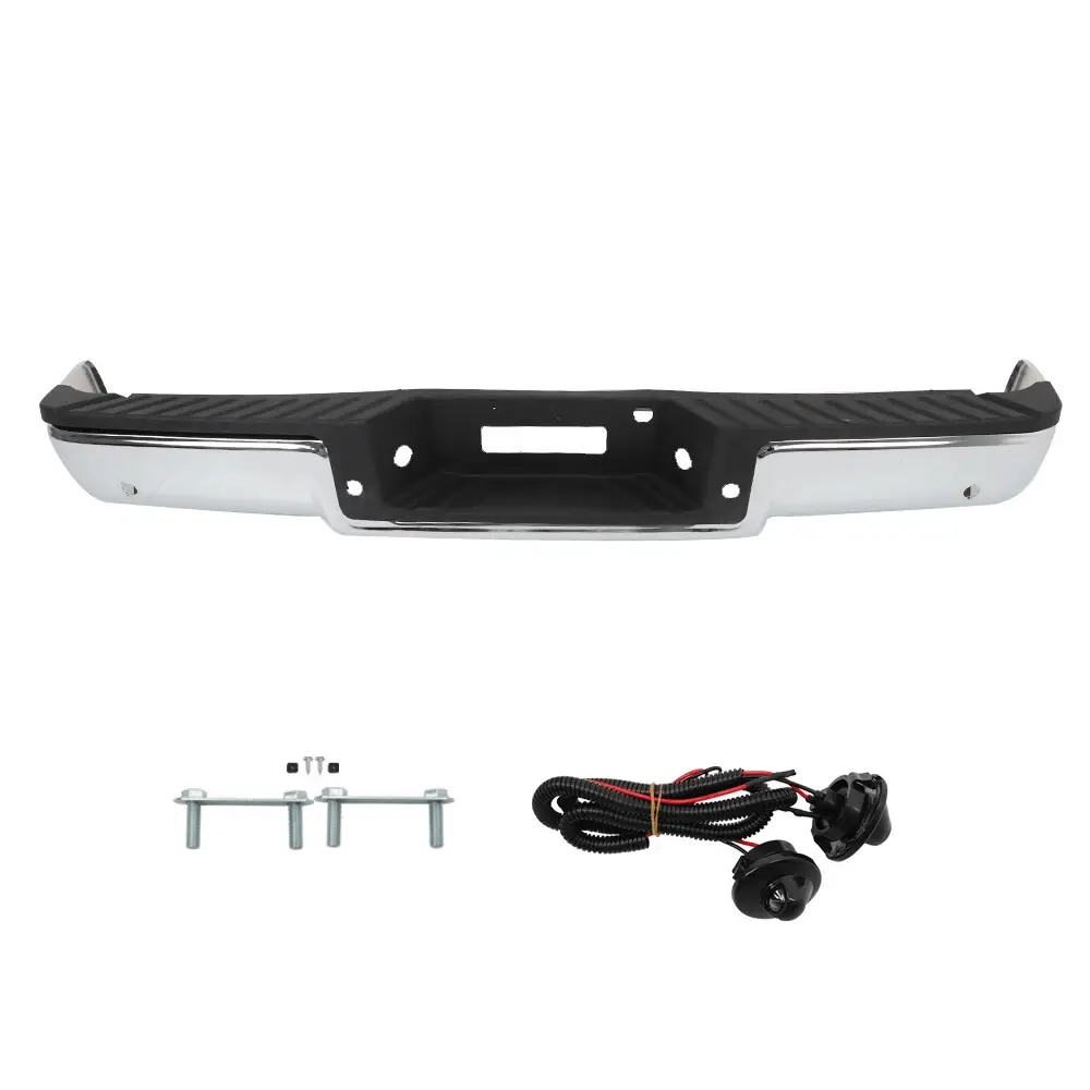 Steel Rear Step Bumper Assembly Fit For Ford F-150 06-08 W/Sensor Holes Chrome 1