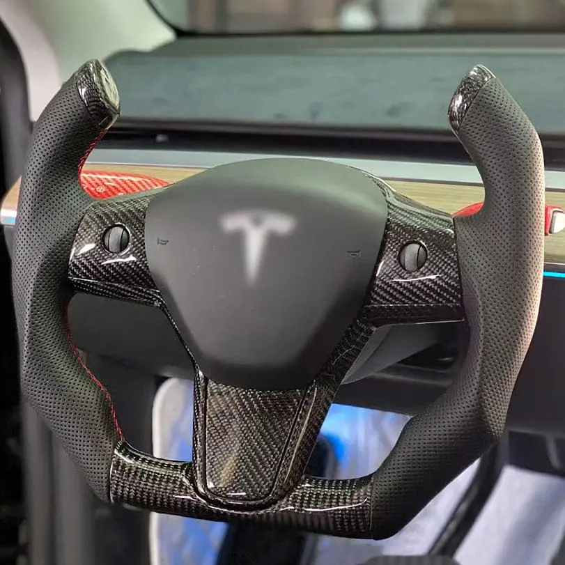 Custom Airplane Style Steering Wheel For Tesla Model 3/ Y 1