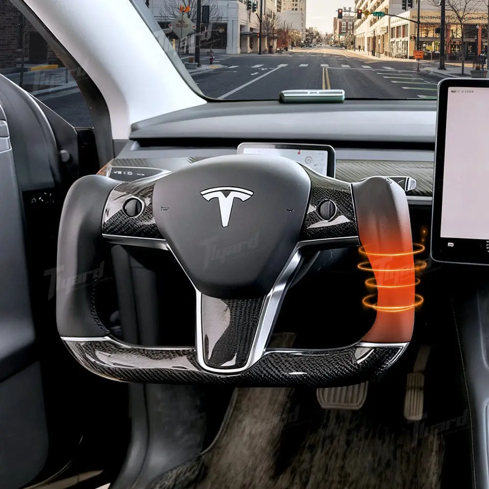 Customized Gold Forged Carbon Fiber Yoke Steering Wheel For Tesla Model 3 & Model Y Steering Wheel Upgrade | Tlyard 1