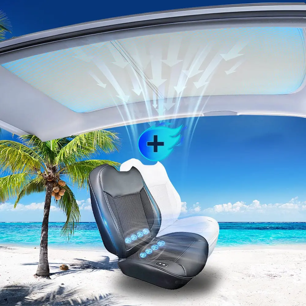Tesla Model 3/Y Summer Combo: Electrostatic Sunshade + Cool Ventilated Seat Covers – Beat The Heat! 1