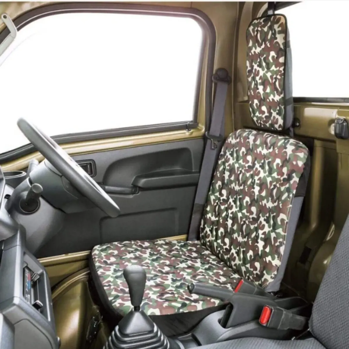 Waterproof Camo Seat Cover Set - Universal Fit For Kei Trucks - Fits Subaru Sambar, Honda Acty, Suzuki Carry, Daihatsu Hijet, Mitsubishi Minicab, Mazda Scrum - Heavy-Duty Front Seat Protectors In Camouflage Design 1