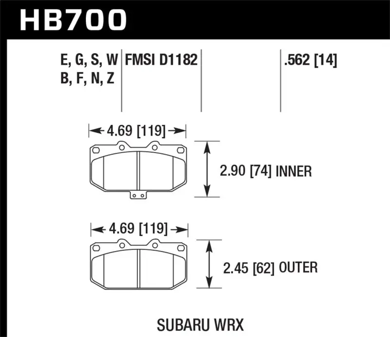 Hawk Hps Street Brake Pads For 2006–2007 Subaru Wrx 1