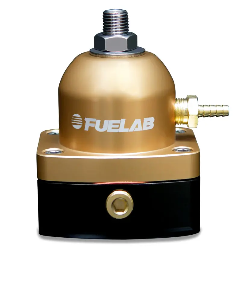 Fuelab 545 Adjustable Inline Fuel Pressure Regulator – 10–25 Psi, -6An Inlet & Return, Gold Finish 1