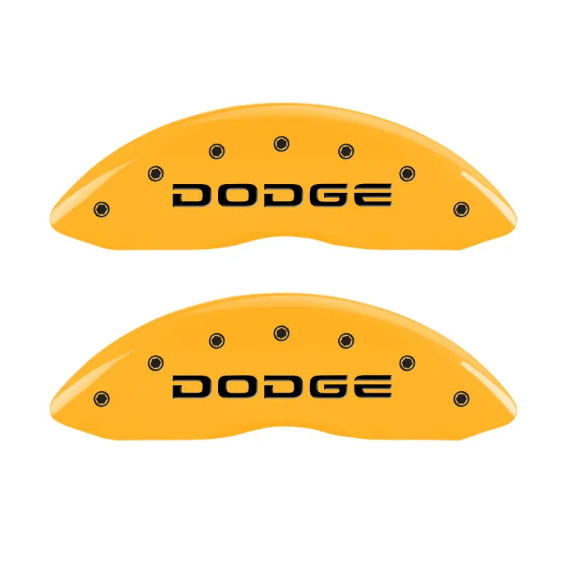 Mgp Engraved Caliper Covers – Front & Rear, Dodge Yellow Finish With Black Char For 2006 Dodge Durango 1