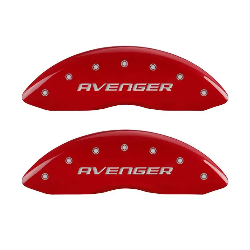 Mgp Avenger Red Caliper Covers – Engraved Front & Rear, No Stripe Design, Silver Accent Finish 1