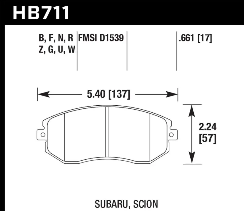 Hawk Dtc-30 Street Performance Front Brake Pads For Subaru Brz, Legacy 2.5I, And Scion Fr-S (2013) 1