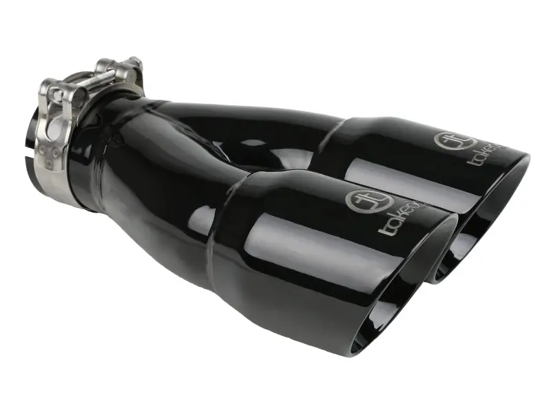 Afe Power Takeda 2.5-Inch Clamp-On Dual-Outlet Exhaust Tip — 304 Stainless Steel, Black Coating 1