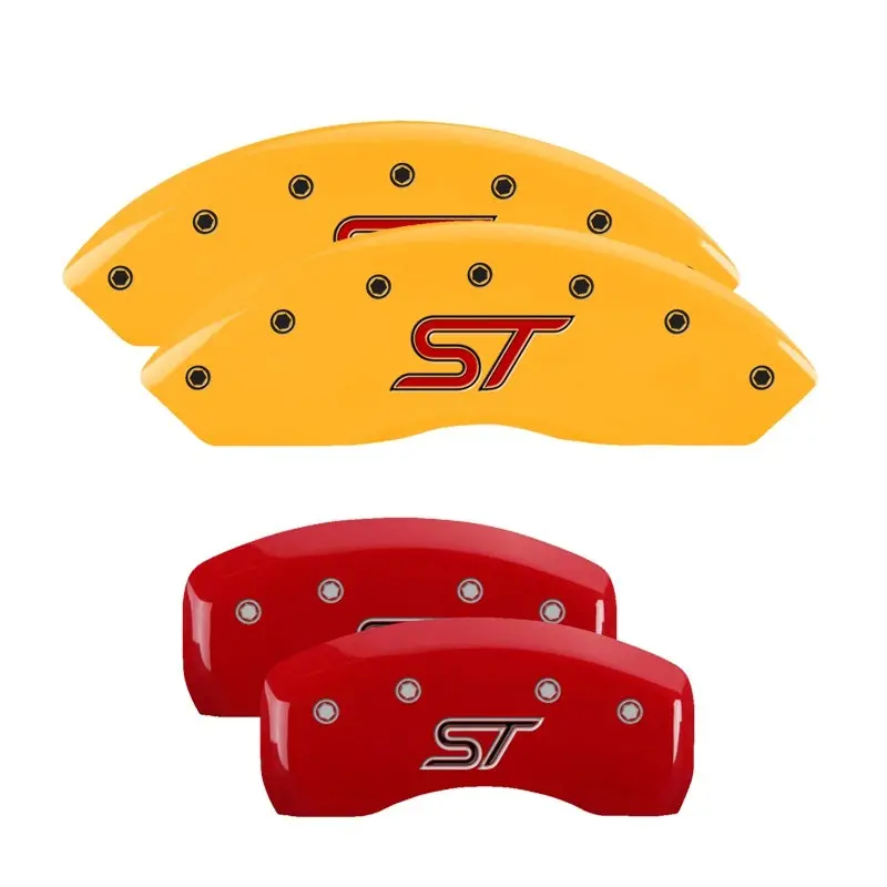 Mgp St-Branded Caliper Covers – 4-Piece Set (Front & Rear), Red Finish With Silver Char, Designed For 2021 Ford Explorer 1