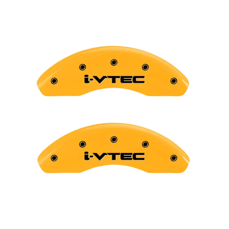 Mgp Engraved I-Vtec Caliper Covers – Front & Rear Set, Yellow Finish W/ Black Accent Trim 1