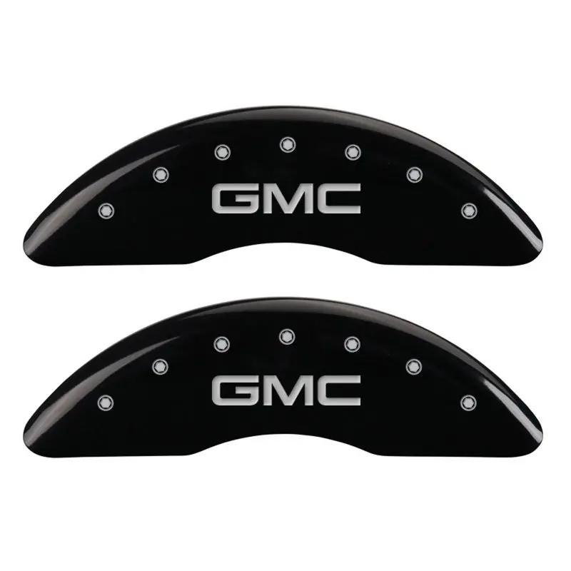 Mgp Engraved Black Caliper Covers With Silver Accents – Front & Rear For Gmc Vehicles 1