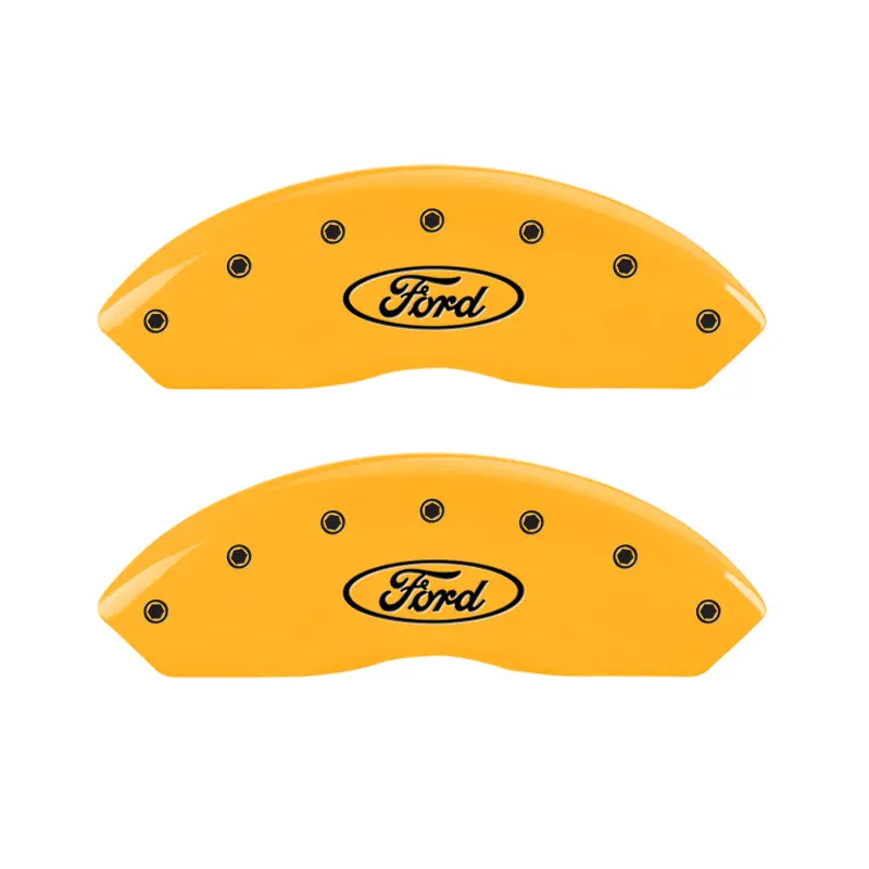 Mgp Engraved 4-Piston Caliper Covers – Ford Yellow Finish With Oval Logo (Front & Rear) 1
