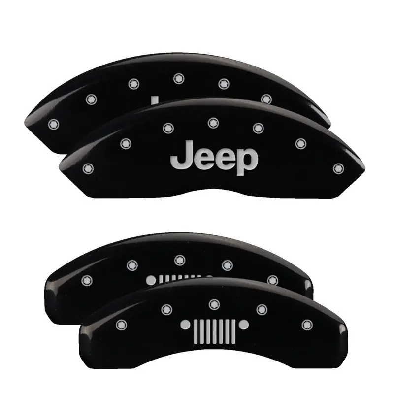 Mgp Engraved Black Caliper Covers With Silver Jeep Grill Logo – Front & Rear For 2019 Wrangler 1