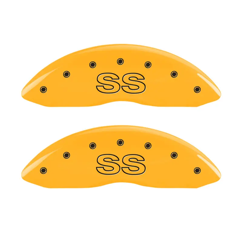 Mgp Engraved Caliper Covers For 2000 Chevrolet Camaro – Classic/Ss Edition With Yellow Finish And Black Charcoal Accents 1
